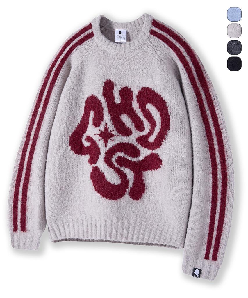 GHOST REPUBLIC Mohair Graphic Raglan Track Boucle Knit 4 Colors Gkm-159