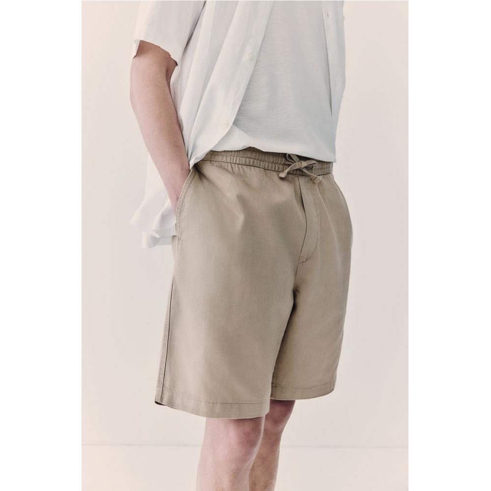 H M Relaxed Fit Linen Blend sHorts Beige