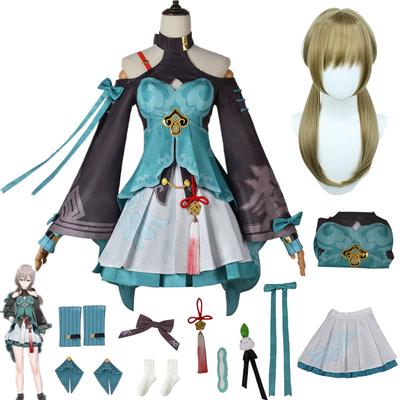 Spiel Honkai Star Rail Qingque Cosplay Kostüm Kleid Uniform Anzug Outfit Qing Que Zubehör Halloween Weihnachten Party Kleidung