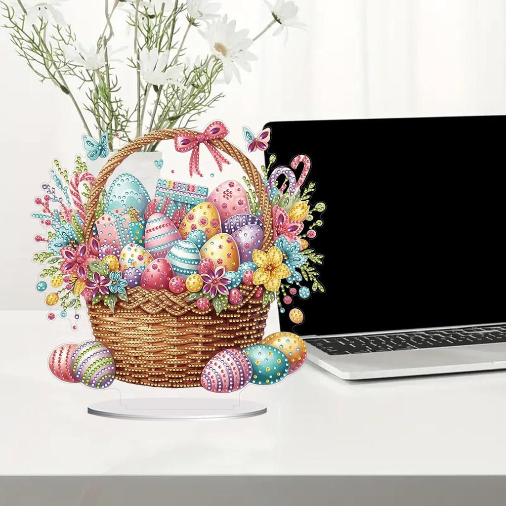 BAYUNOE DIY Diamond Art Painting Desktop Ornament Easter Handmade Double-Sided Pattern Diamond Art Decorated Tabletop Ornaments Single Sided Diamond
