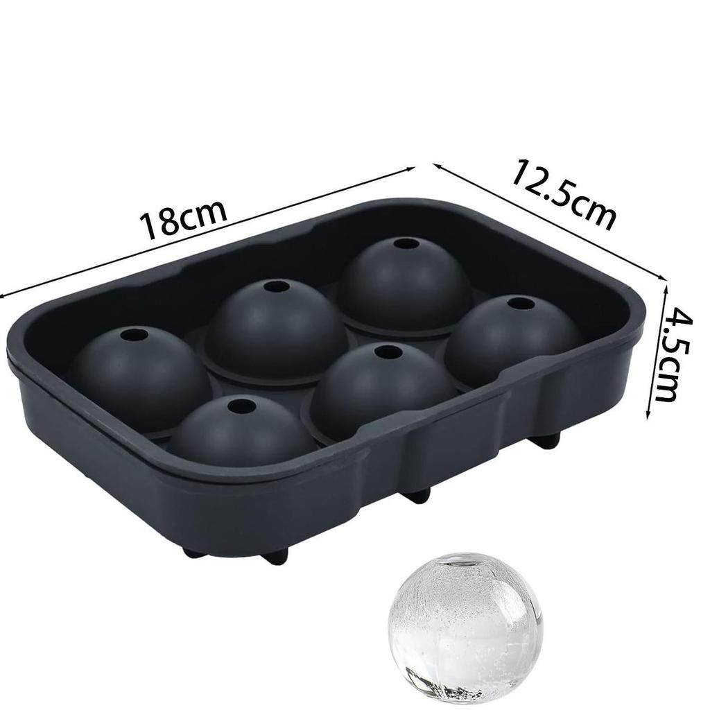 Food-Grade Silicone Ice Ball Mold - 6 or 8 Round Ice Balls, Easy Release, For Home or Commercial Use