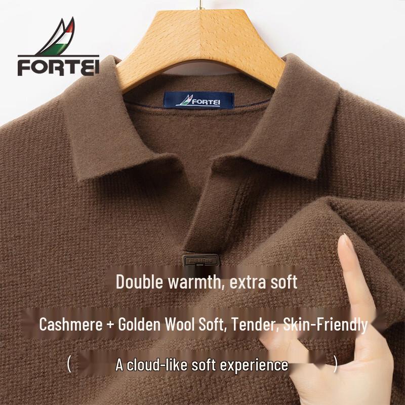 Futing Men s Cashmere & Wool Blend Scissor Collar Sweater 50