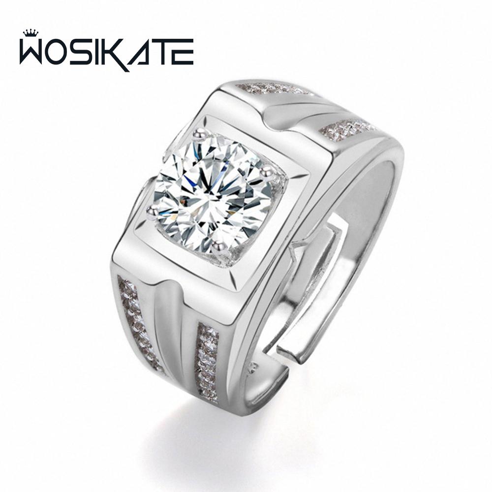 Wosikate Korean Square Zirconia Ring For Men Trendy Domineering Copper Fashion Jewellery Finger Ring Adjustable