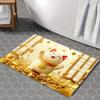 Lucky Cat Golden Coin Atmosphere Floor Mat, Non-Slip Absorbent Machine Washable Rug, Decorative Carpet for Bathroom Bedroom