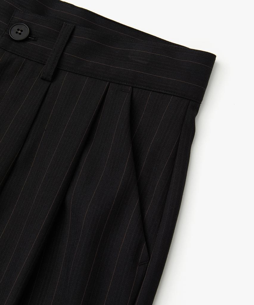 COFWI Melsa Double-Pleat Striped Wide Slacks Black