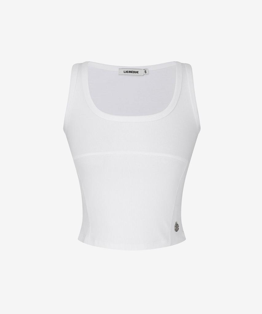 Limekeu U-Neck Cut-Line Sleeveless Top White