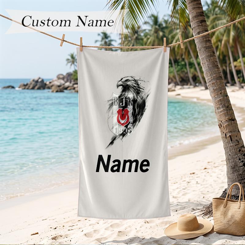 BJK FC Custom Name Printed Beach Towel Personalized Soft Towel For Swimming Beach Travel