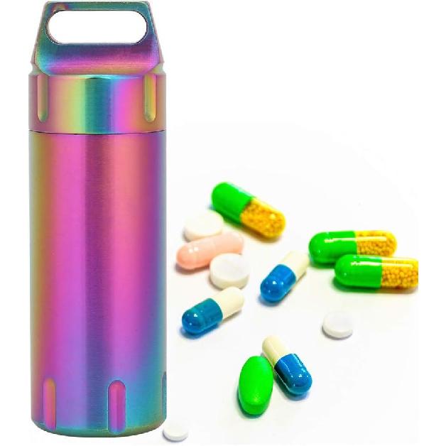 Portable Cases,Metal Pocket Boxes Keychain for Purse for Travel, Waterproof Daily Container Holder for Men and Women Elderly(Colorful)