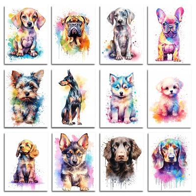 Kleur Huisdier Portret Canvas Poster Aquarel Honden Franse Bulldog Shiba Inu Schilderij Dierlijke Kunst Print Muurafbeelding Kamer Huis Decoratie