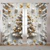 2pcs Elegant White and Golden Christmas Curtains with Snowmen & Trees - Rod Pocket Design Polyester for Living Room Decor