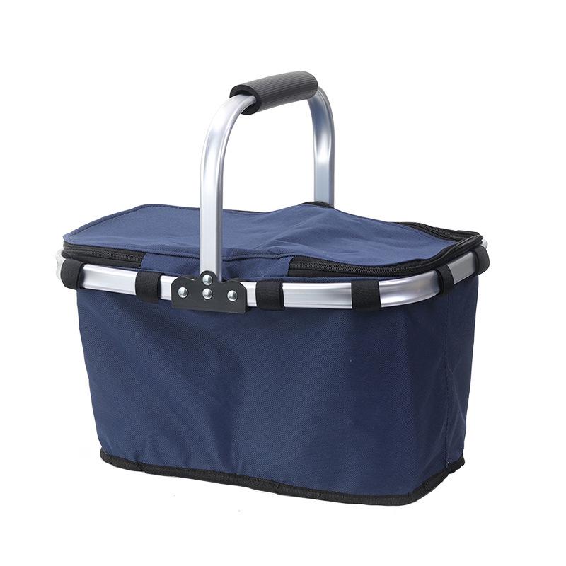 

Picnic Insulated Folding Basket with Ice Pack – Portable Handheld Bag for Bento, Fast Food, and Takeaway темно-синього кольору