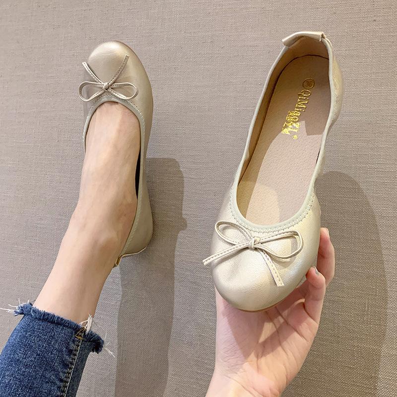 Bequeme Wide Fit Ballerinas für breite Füße Damen Große Größe Schlupf-Loafer Flexible Weiche Sohle Tägliche Einzel-Schuhe