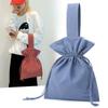Large Capacity Solid Color Handbag Portable Pleated Bucket Bag Nylon Drawstring Bag  Shopping