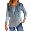 Women's T Shirt Tee Print Button 3/4 Sleeve Tunic Daily Weekend Fashion Basic V- Neck Regular Top