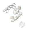 European & American Fashion Metal Clover Open Cuff Bracelet & Ring Set for Women