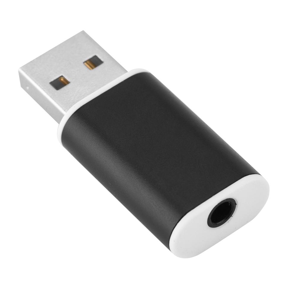 External USB 2.0 to 3.5mm Stereo Sound Card Mic Adapter Speaker (Black)