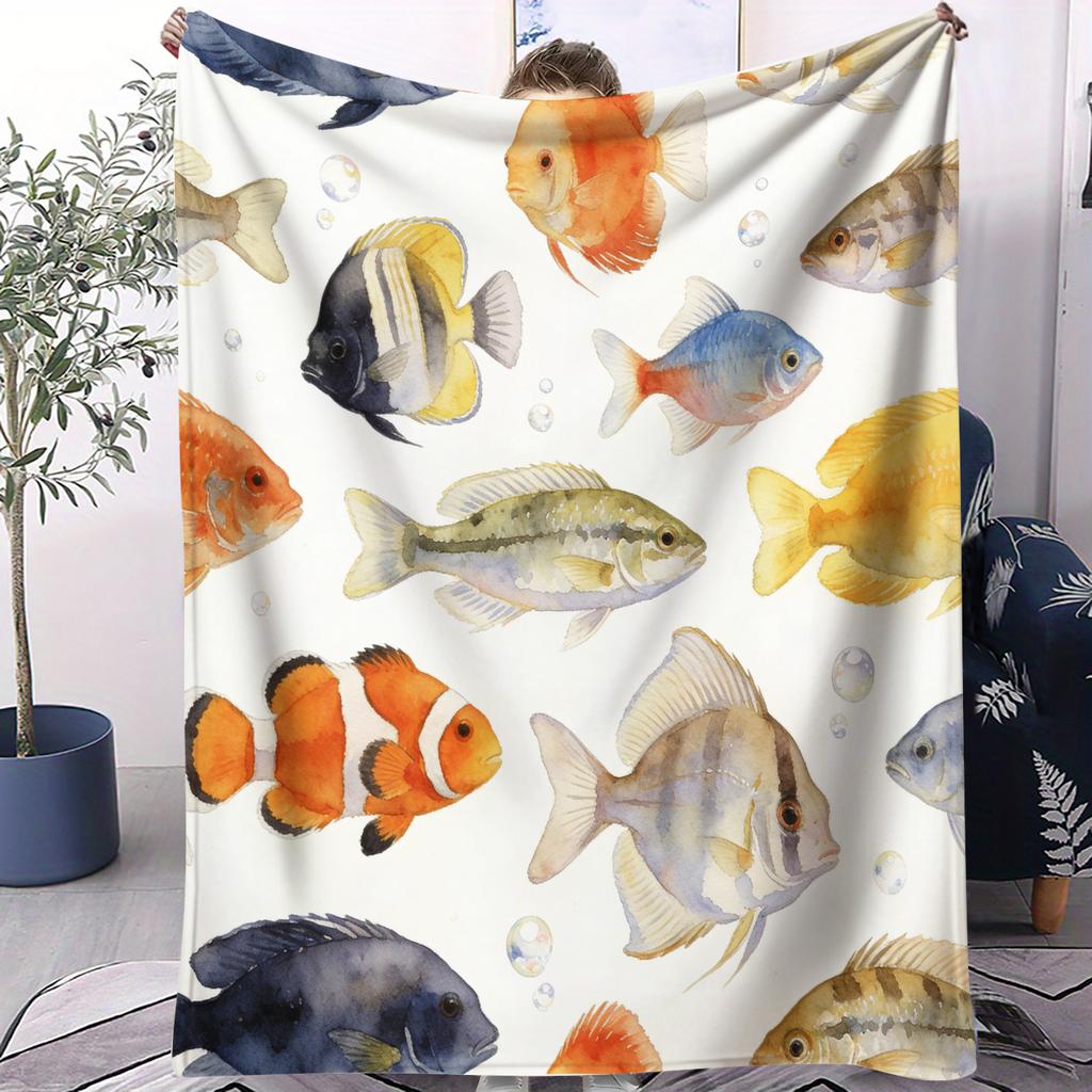 Ocean Fish Soft Blanket Fashionable Small Cover Blanket Suitable For Bedrooms Living Rooms Dormitories Cars Offices Napping