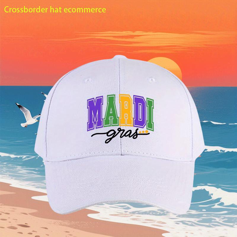 Mardi Gras Print Baseball Cap Polyester Adjustable Casual Outdoor Festival Hat