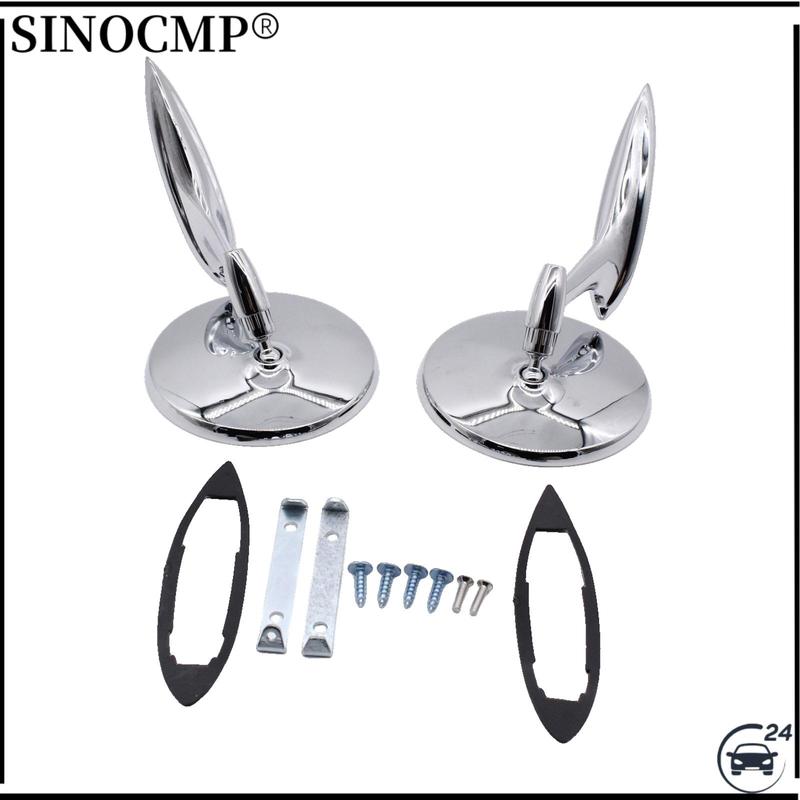 

2PCS Chrome Door Mirror Outside Exterior Rearview Base For Chevy Chevelle Impala Corvair Biscayne Camino 1963-1965 LSOT001391