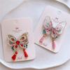Neujahrs-Rote Perlen-Haarspangen für Kinder - Süße Schmetterling-Quasten-Barretten, Chinesischer Hanfu-Stil, Niedliche Haaraccessoires