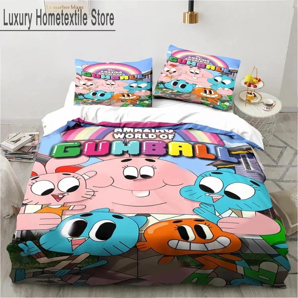 Cartoon The Amazing World Bedding Set Gumball Boys Girls Twin Queen King Size Duvet Cover Pillowcase Bed boys Adult