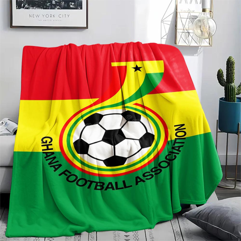 1 Stück Ghana Fußball Print Flanelldecke Hohe Qualität Warm Bequem Decke für Alle Jahreszeiten Perfekt für Geschenke Heimdekoration