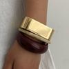 European and American Style Jewelry Versatile Ins Metal Square Wide Bracelet Vintage Red Glossy Open Bangle for Women