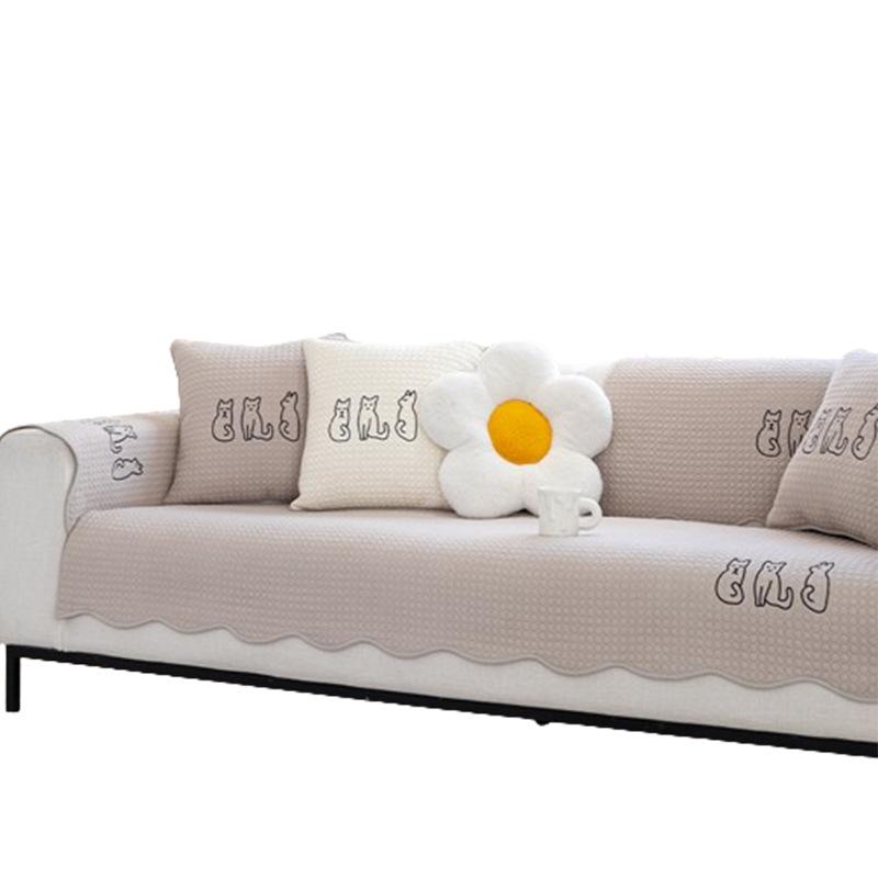 Cartoon Sofa Cushion, Universal In All Seasons, Pure Cotton Seat Cushion, Simple Cotton Non-Slip Sofa Towel, Cover Cloth Cushion