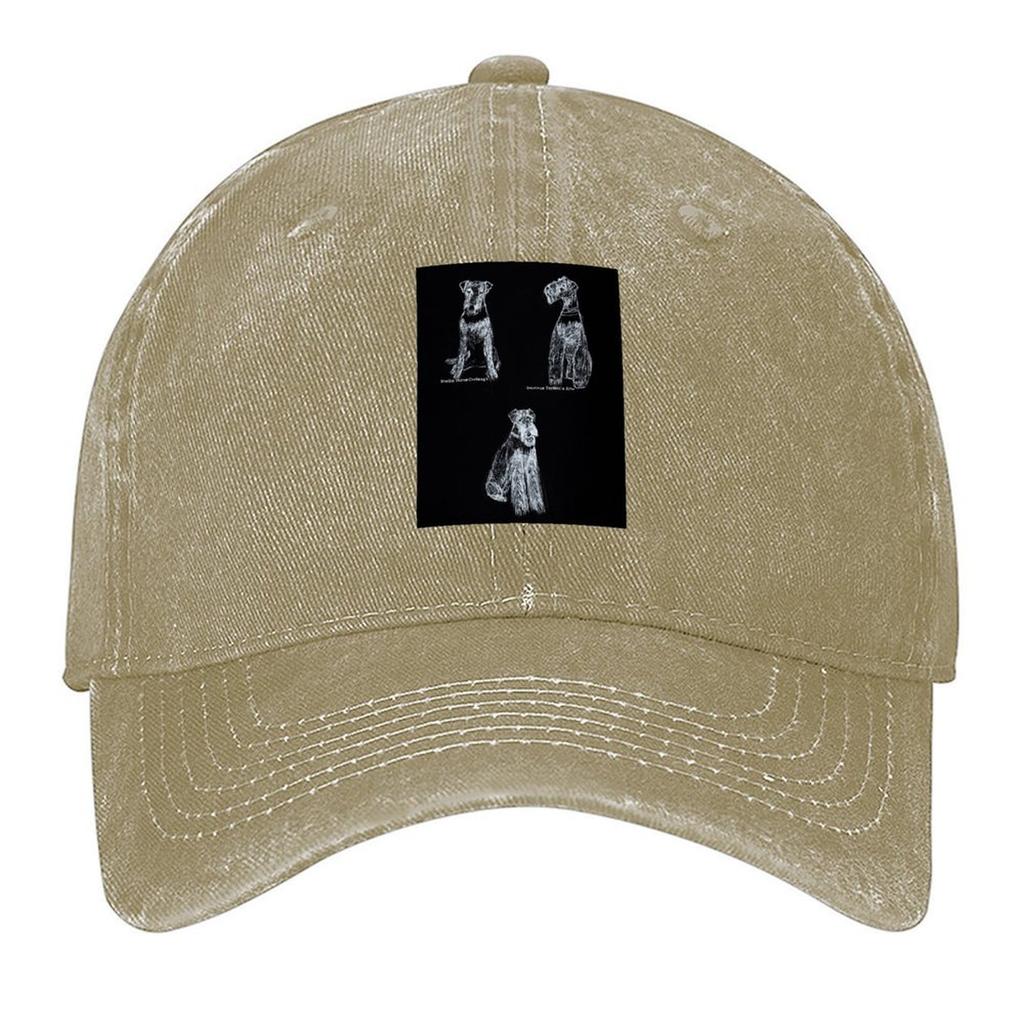 Quirinus Versatile Airedale Terriers White Ink on Black Paper 1 Baseball Cap New In Hat Unique hats Cosplay Womens Hats Mens