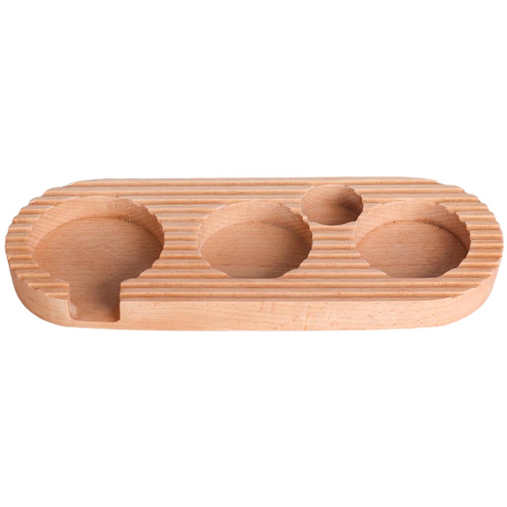 1 PC Coffee Tamper Base Fits 51/53mm And 58mm Coffee Machine Handles Beech Wood Coffees Tamper Stand Base With 4 Slot Bracket