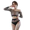 Erotic Underwear Women's Sexy Transparent Mesh Suit Hollowed Out Sexy Flirting Stockings Seduction