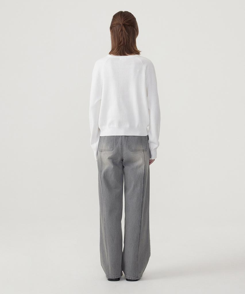 COVERNAT WOMAN Shirred V-Neck Knit Ivory