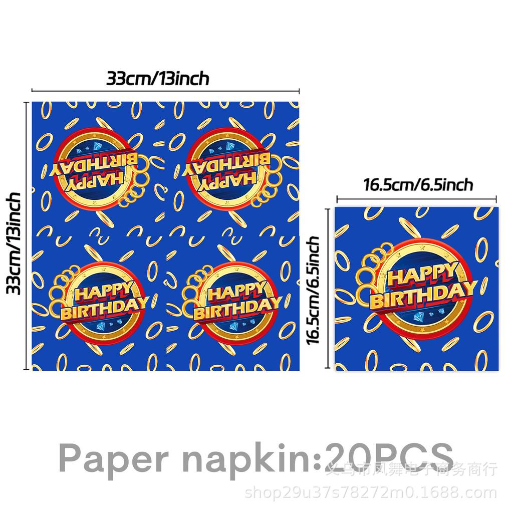 Blauer Igel Suonik Themenparty Dekoration Sonic Einweg-Tischdecke Partyzubehör Pappteller