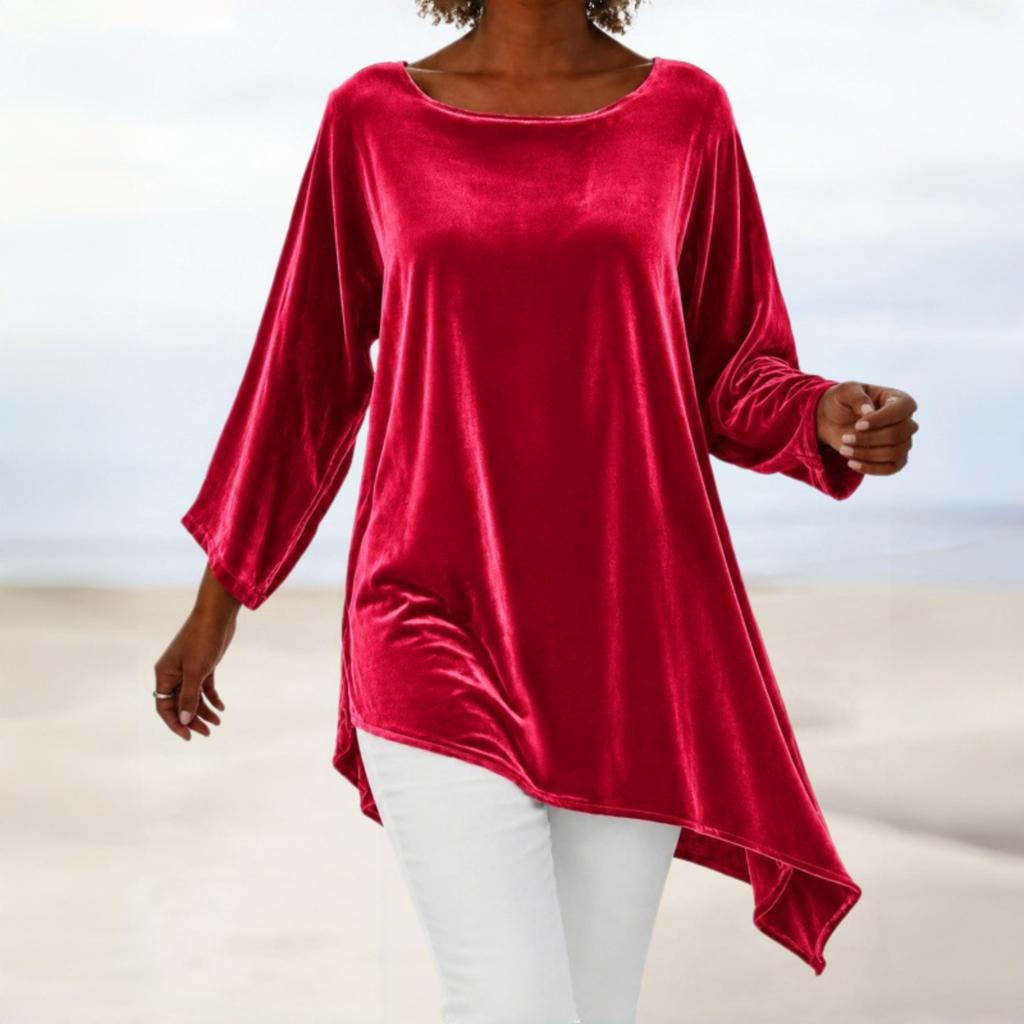 Women's Velvet Long Sleeve T-Shirt Round Neck Loose Fit Casual Top