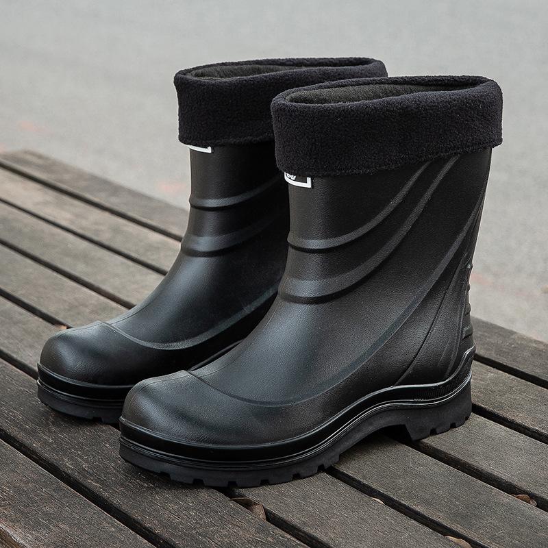 Fashion Bundle Rain Shoes New Short Tube Non-slip Medium Tube Rain Shoes Short Water Shoes Velvet Outdoor Work Rubber Shoes Batch