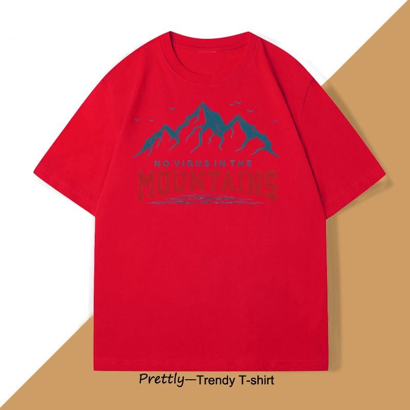 

Mens Summer Cotton Mountains Tshirt Fashiionable Casual Loose Shor Sleeve Printed Tee Shirt Round Neck Men Clothes Tops S
