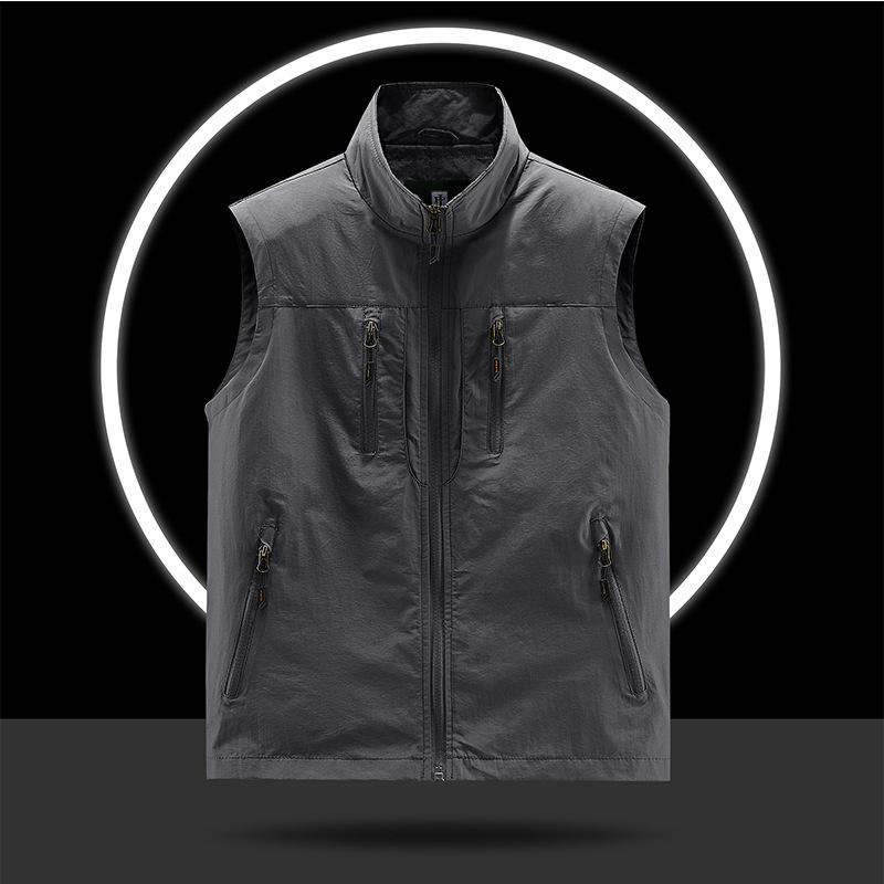 

Жилет рабочий с несколькими карманами Мужской весенне-осенний тонкий жилет для улицы Жилет-куртка 6XL темно-серого