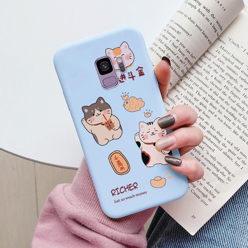 For Samsung Galaxy S9 S 9 Plus Cover Cute Cartoons Heart Cat Soft Silicone Shockproof Phone Case For Samsung S9 S9+ Funda Bumper