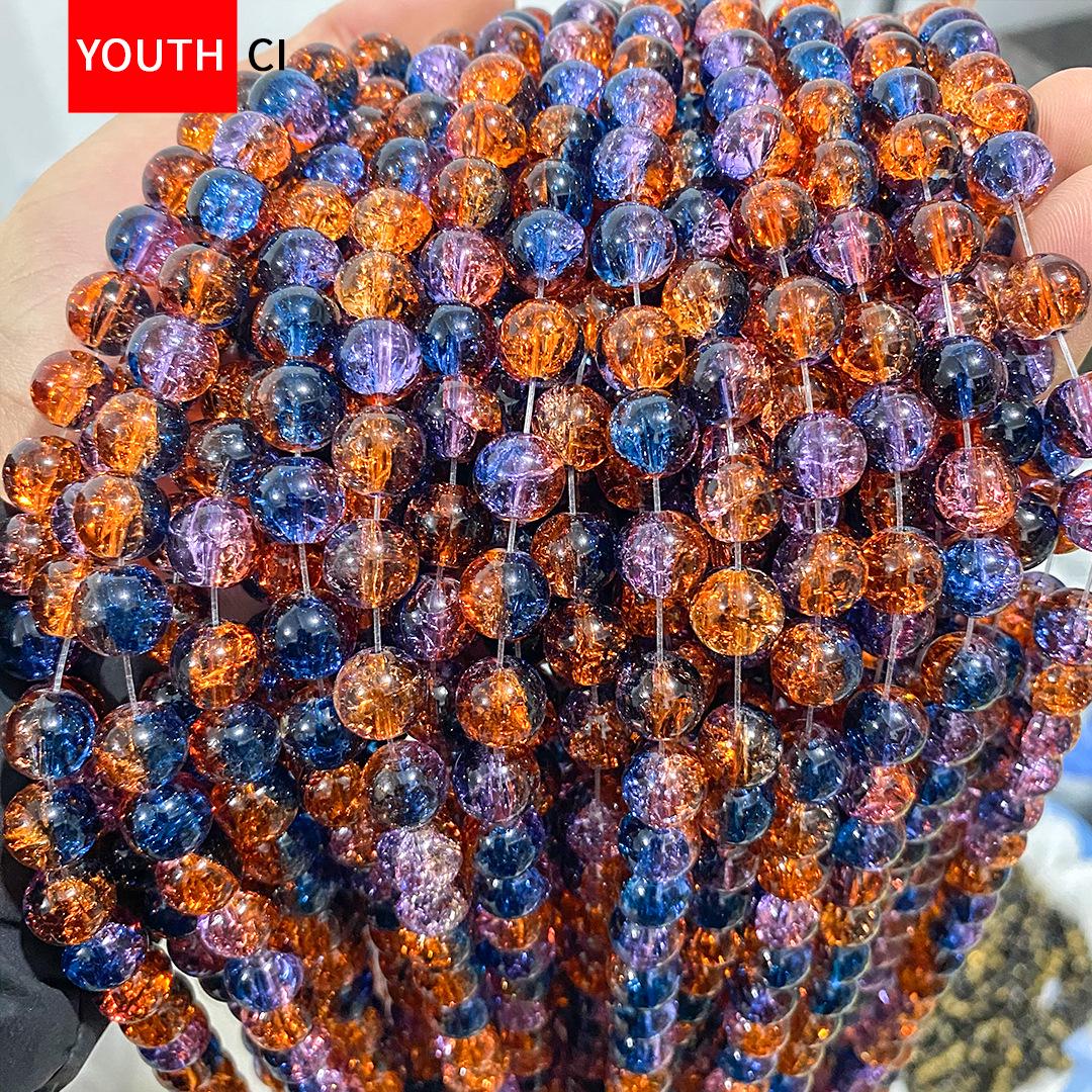 

Ice Crackle Glaze Crystal Glass Beads for DIY Bracelets and Spacer Designs 10mm