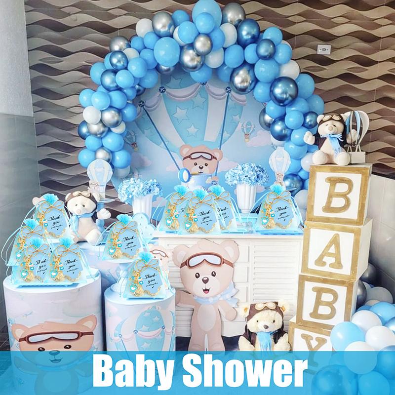 12 Sets Baby Shower Favors For Girl Boy Footprint Keychains Gifts With Bottle Lollipop Organza Bags And Thank You Tags