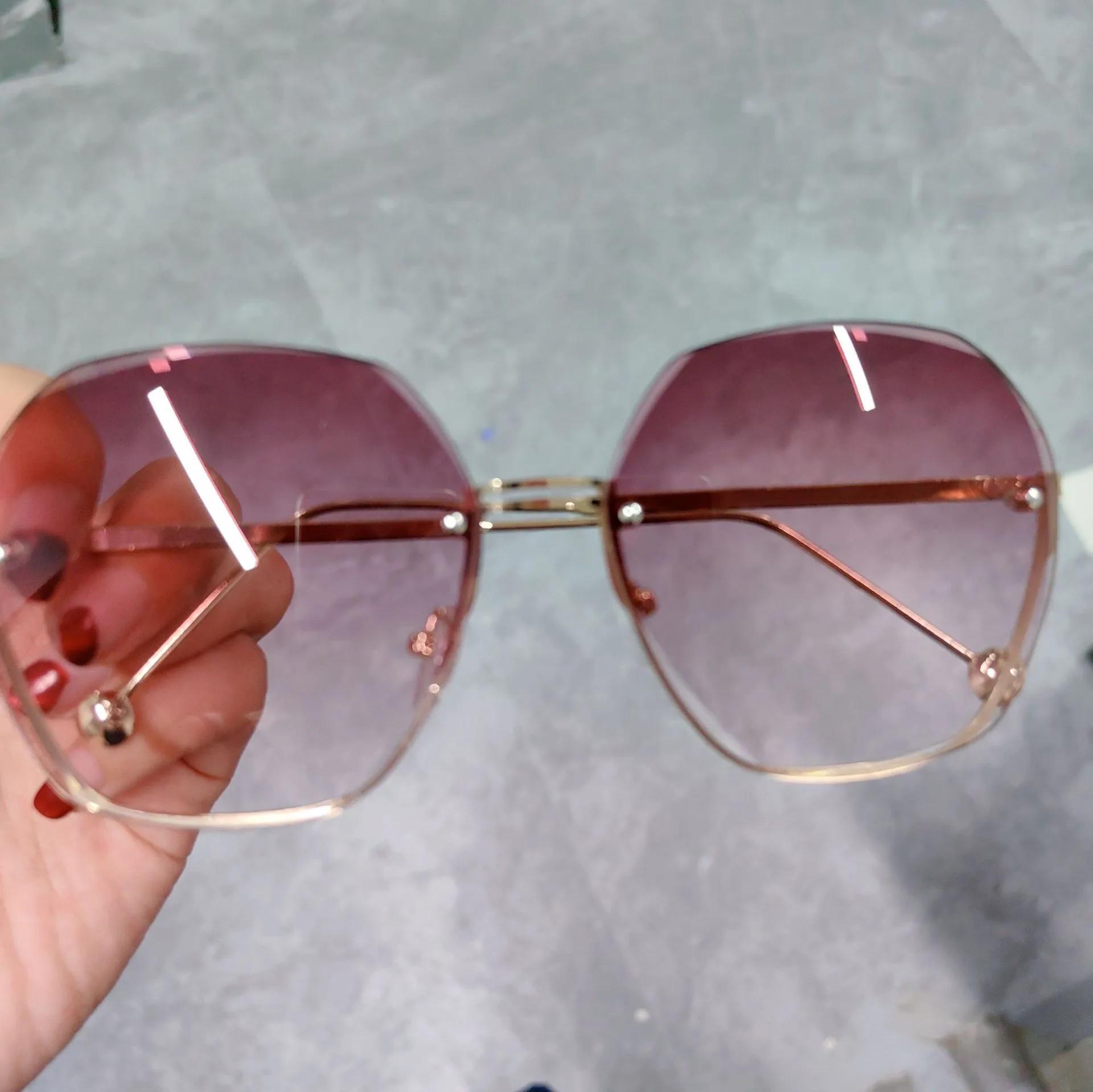 

Rimless Women s Sunglasses Round Gradient Ladies Sun Eyeglasses Metal Curved Irregular Polygon Glasses Travel UV400 Eyewear