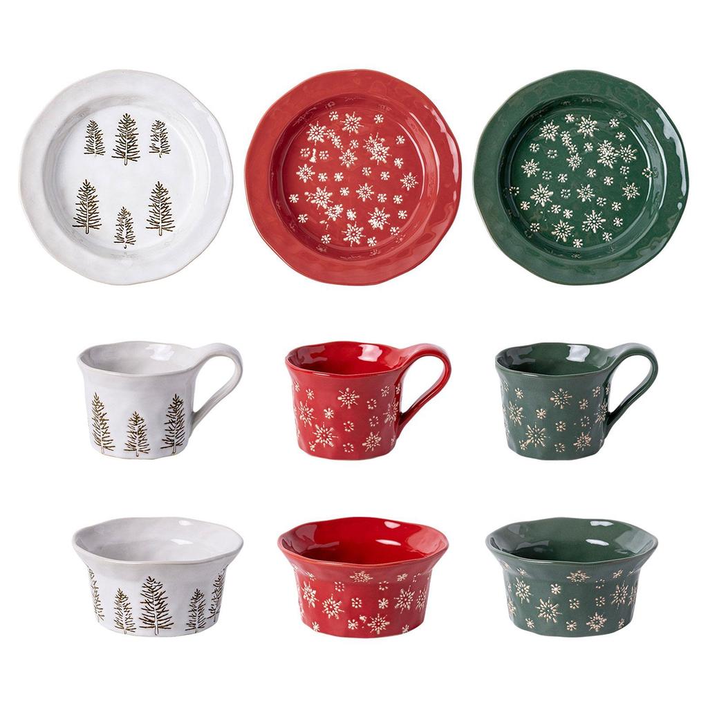1PC Christmas Dinnerware Round Ceramic for Dining Room Indoor Dinner Party