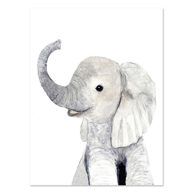 

Слон, Тигр, Жираф, Кролик, плакат с принтом, детская настенная живопись на холсте, картина для детской комнаты, скандинавский декор для детской спальни 21cm×30cm NoFrame