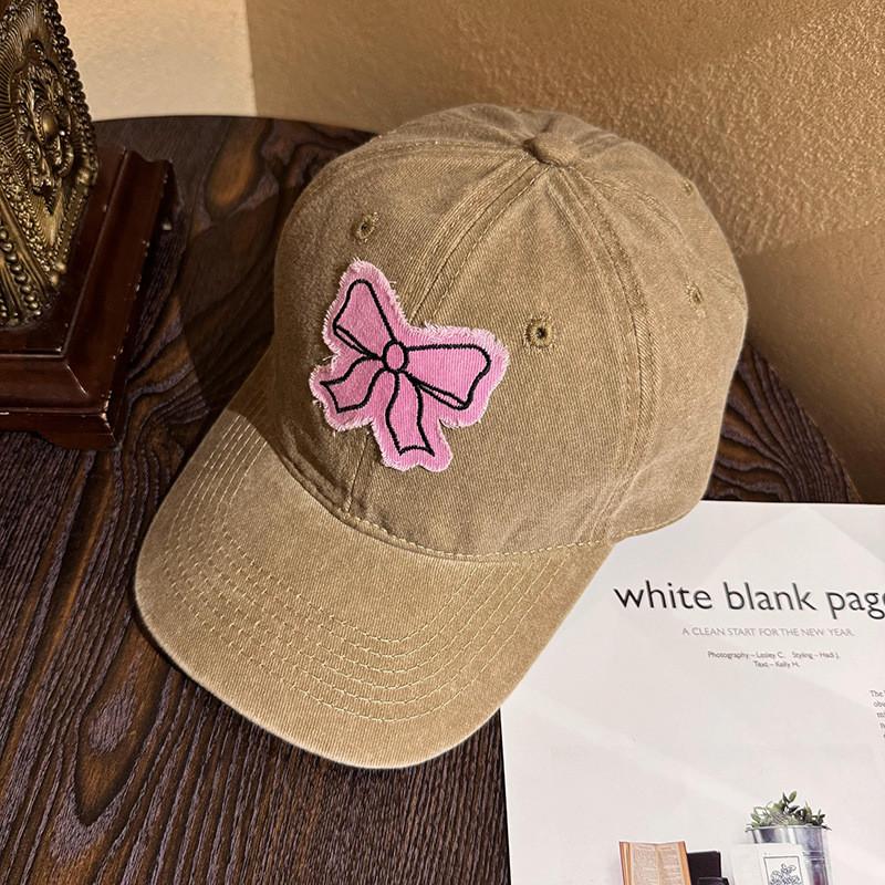 Stylish Bow Cotton Duckbill Cap Sun Protection Baseball Cap With Curved Brim