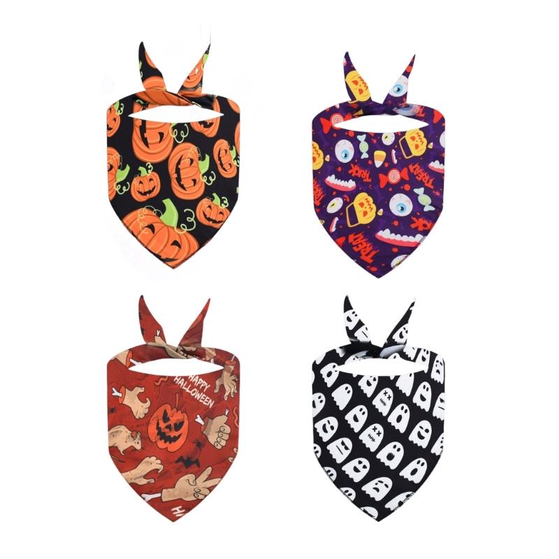 4lots Halloweens Triangular Scarf Permeable Pet Neckerchief Dog Triangles Bib for Dogs Regulable Neck