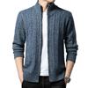 Men's  Standing Collar  Add Cotton  Adding Fleece  Thickened  Long Sleeves  Color Matching  Cardigan  Knitting  Sweater  Coat