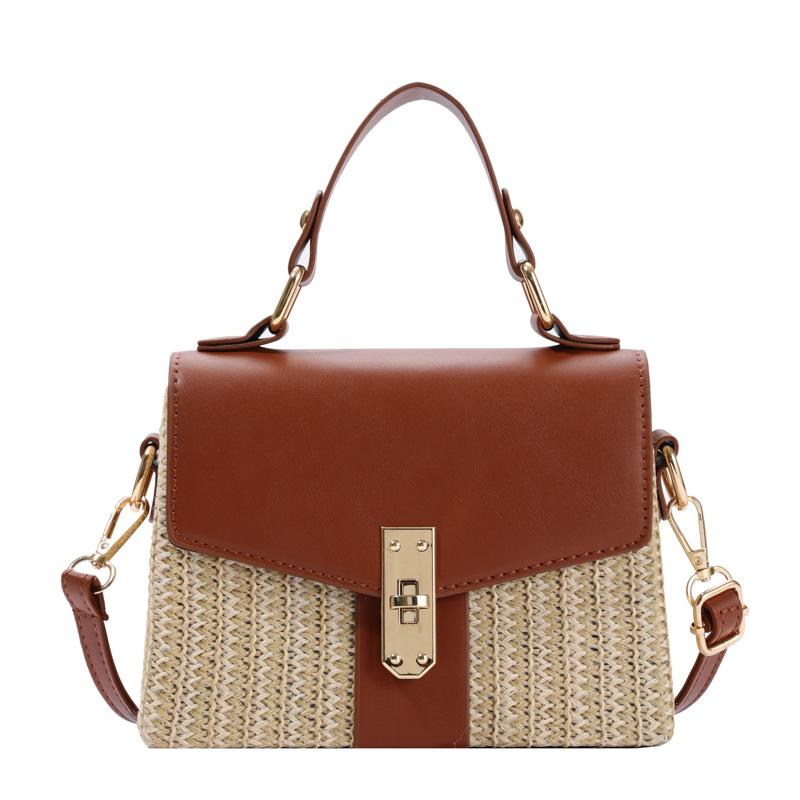 Fashion portable small bag women's bag new fashion texture messenger bag summer straw woven shoulder bag tide