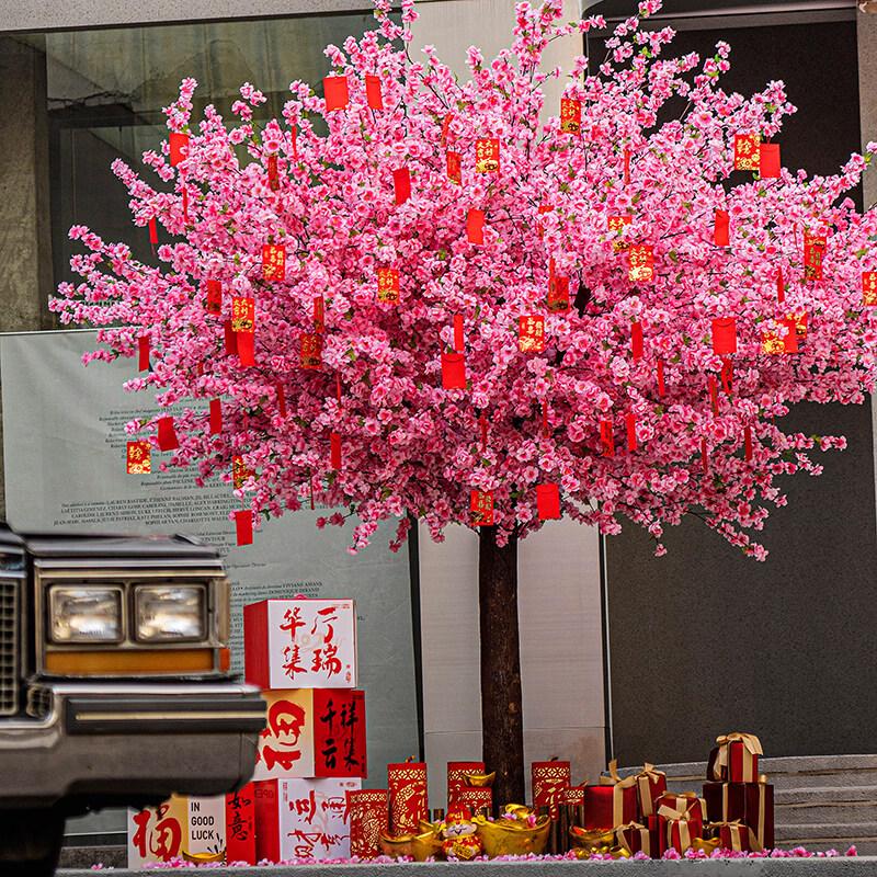 Chinese Style Red Artificial Peach Blossom Tree