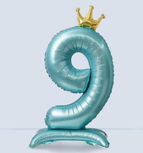 Large Number One Foil Balloon with Inflatable Base and Crown Decoration Suitable for Birthday Party Celebration Event Decoration Indoor Outdoor Use