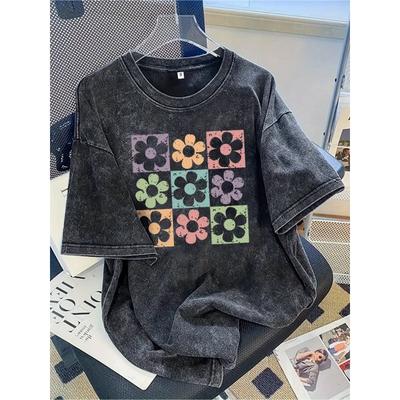 Men'S Vintage Floral Print T-Shirt | Sleeve Crew Neck Tee with Colorful Flower Design, Casual Streetwear Style for Casual Attire, All-season Tshirt